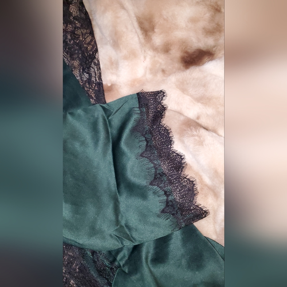 ♡SALE♡ FoH 2x or 3x Satin Lace Emerald Green Robe - Picture 5 of 9
